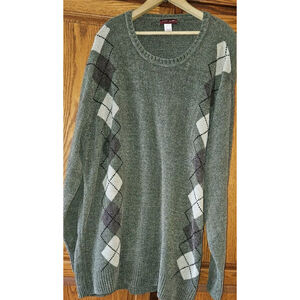 Vtg Men's Hunt Club Argle Pullover Sweater Acrylic/Rayon Velour Soft Brown XL